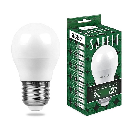 Лампа светодиодная SAFFIT SBG4509 Шарик E27 9W 230V 6400K - фото