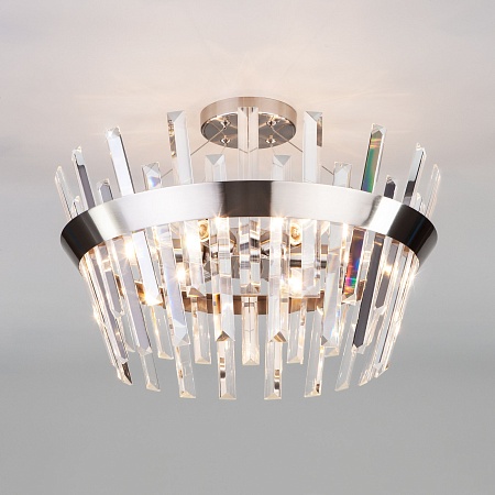 Потолочный светильник Eurosvet 10111/5 сатин-никель/прозрачный хрусталь Strotskis - фото