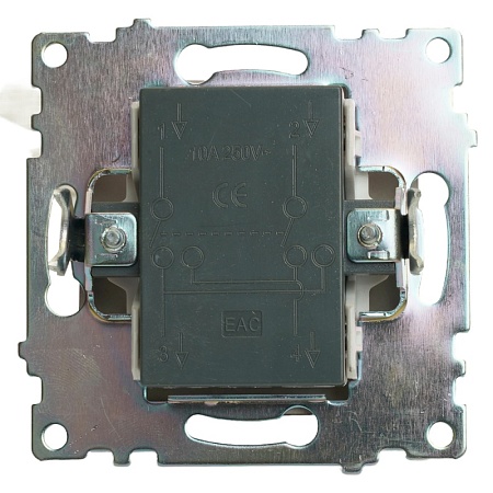 Переключатель перекрестный 1-клавишный (механизм), STEKKER GLS10-7110-04, 250V, 10А, серия Катрин, шоколад - фото
