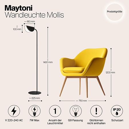 Напольный светильник (торшер) Maytoni Mollis MOD126FL-01B - фото