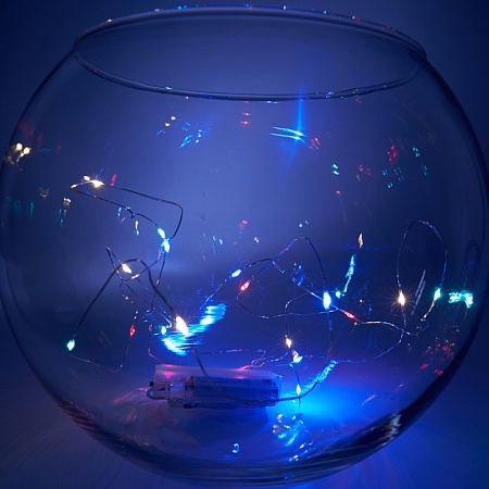 Светодиодная гирлянда Feron CL570 линейная Роса, мультиколор, 2м + 0.5м, с питанием от батареек, прозрачный шнур - фото