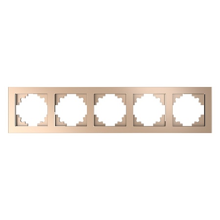 Рамка 5-местная, стекло, STEKKER, GFR00-7005-02, серия Катрин, шампань - фото