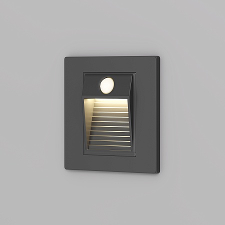 DK1020-BK Светильник встраиваемый в стену c датчиком движения, IP 20, LED 3000, 1 Вт, черный, пластик - фото