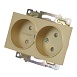 GLS16-7114-08 Розетка 2-местная с защитной шторкой (механизм) с/з, 250В, 16А, серия Катрин, золото - фото