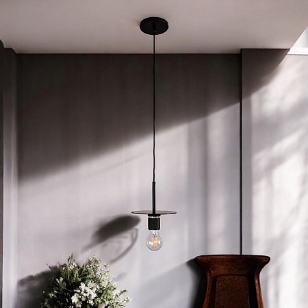 Подвесной Светильник Rh Utilitaire Disk Shade Pendant Black Imperiumloft 123642-22 - фото