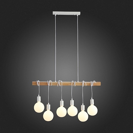 Светильник подвесной Белый, Светлое дерево E27 6*60W SL1142.503.06 - фото