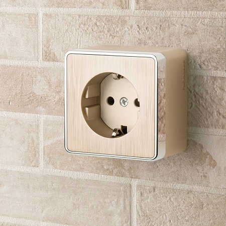 Розетка с заземлением и шторками Gallant (шампань рифленый) W5071110 - фото