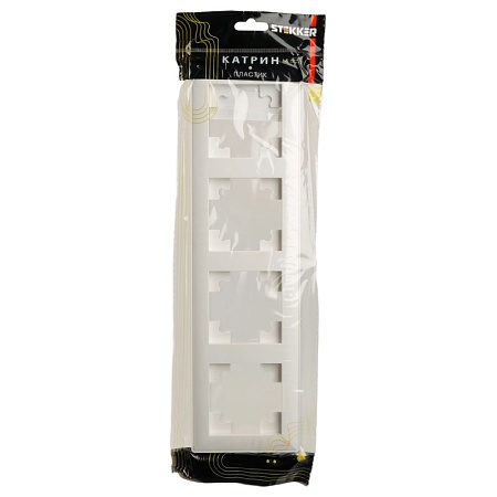 Рамка STEKKER, PFR00-7004-01 4-местная, пластик, серия Катрин, белый - фото