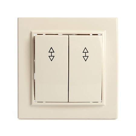 Переключатель 2-клавишный STEKKER  PSW10-9008-02, 250В, 10А, серия Эрна, слоновая кость - фото