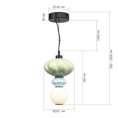 Светильник подвесной ST-Luce черный/зелёный, синий, опаловый LED 1*8W 3000K SL6134.403.01 - фото