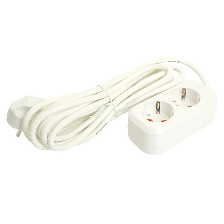 Удлинитель двухместный с/з  STEKKER HM06-21-07 3x1мм2, 7м, серия Home (У10-001), белый - фото