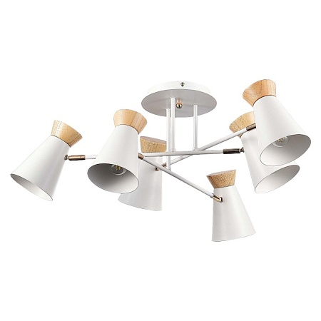 Светильник потолочный Белый, Золотистый/Белый, Дерево E27 6*60W SLE1252-502-06 - фото