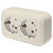 Розетка 2-местная с/з STEKKER, PST16-31-20 (RA 16-238-БЖ), пластик АВС, 250В, 16А, IP20, слоновая кость - фото