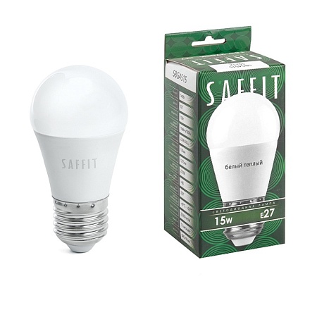 Лампа светодиодная SAFFIT SBG4515 Шарик E27 15W 230V 2700K - фото