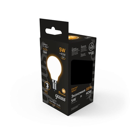 Светодиодная лампа Gauss Шар 5W 420Lm 2700K E14 105201105 - фото