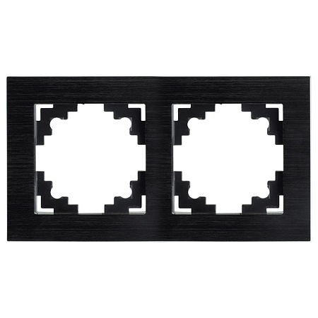 Рамка 2-местная, металл, STEKKER MFR00-7002-05, серия Катрин, черный - фото