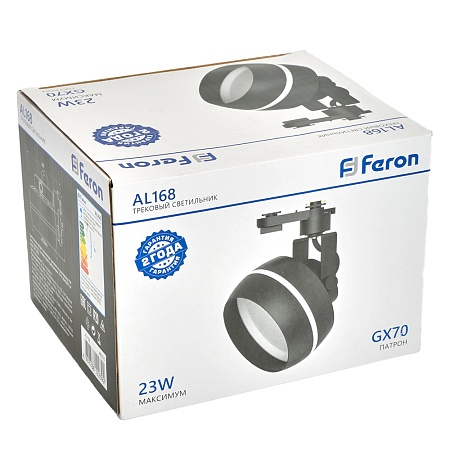 Светильник Feron AL168 трековый однофазный на шинопровод под лампу GX70, черный - фото