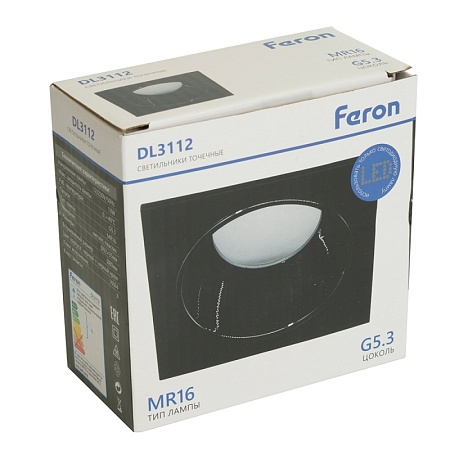 Светильник встраиваемый Feron DL3112 потолочный MR16 G5.3  черный + черный хром - фото
