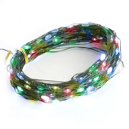 Светодиодная гирлянда Feron CL583 линейная Роса (на проволоке) мультиколор c питанием от сети 220V 20м + сетевой шнур 1,5м - фото