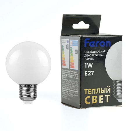 Лампа светодиодная Feron LB-37 Шарик матовый E27 1W 230V 2700K - фото