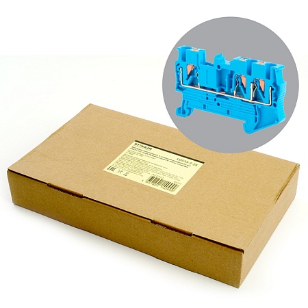 Зажим пружинный, 3-проводной проходной ЗНИ - 2,5 , JXB PT 2.5  TW, синий LD573-2-25 - фото