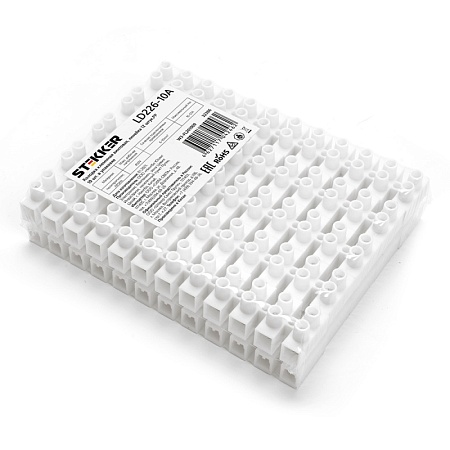 Колодка клеммная винтовая STEKKER, линейка 12 штук, полипропилен, LD226-10A - фото