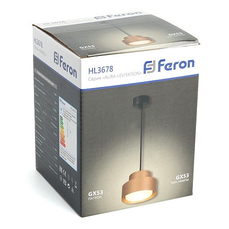 Светильник потолочный Feron HL3678 Barrel AURA levitation 12W, 230V, GX53, золото, на подвесе 1,7 м - фото