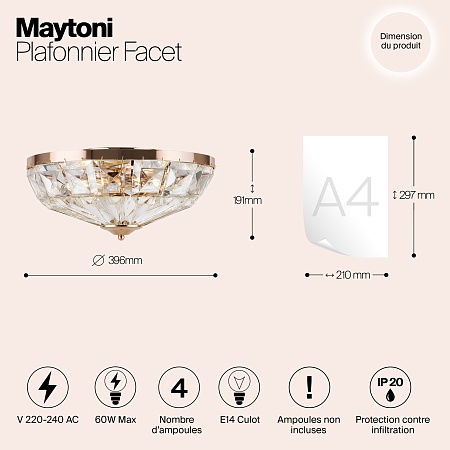 Потолочный светильник Maytoni Facet MOD094CL-04G - фото