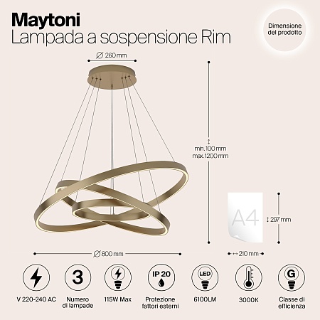 Подвесной светильник Maytoni MOD058PL-L100BS3K - фото