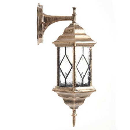 Светильник садово-парковый Feron PL122 шестигранный на стену вниз 60W E27 230V, черное золото - фото