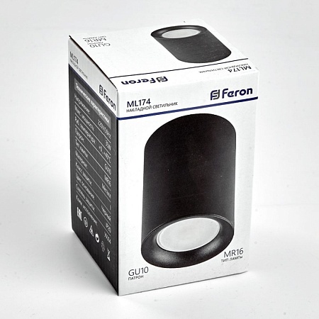 Светильник потолочный Feron ML174 MR16 GU10 35W 230V, черный - фото
