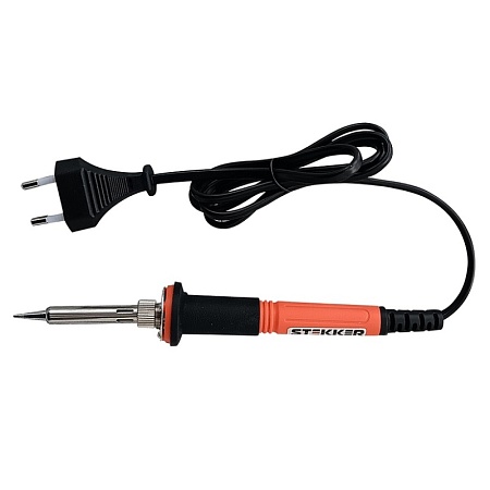 Паяльник с деревянной ручкой 80W, нихромовый нагреватель, долговечное жало, 230В, STEKKER  PLE110-80 - фото