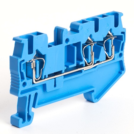 Зажим пружинный, 3-проводной проходной ЗНИ - 2,5 (JXB ST 2,5), синий STEKKER - фото