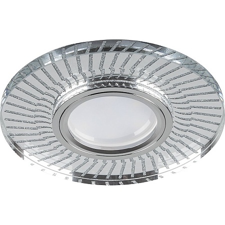 Светильник встраиваемый с LED подсветкой Feron CD979 потолочный MR16 G5.3 прозрачный, хром - фото