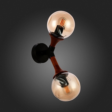 Светильник настенный Черный, Темное дерево/Прозрачный, Янтарный E27 2*60W SLE109401-01 - фото