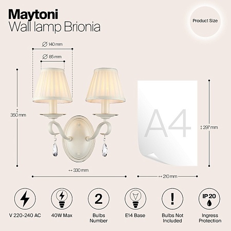 Настенный светильник (бра) Maytoni Brionia ARM172-02-G - фото