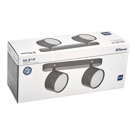 Светильник Feron ML212 настенно-потолочный под лампу GX53, черный - фото