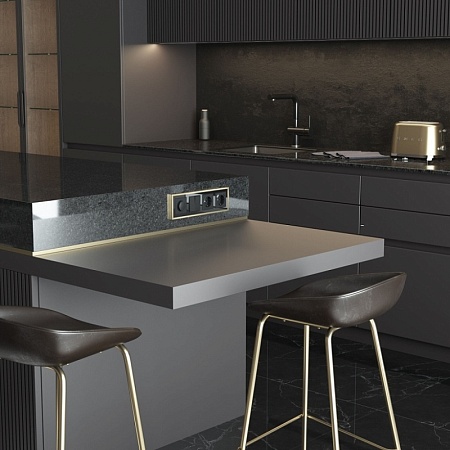 Рамка на 4 поста Baguette (черный/латунь) W0042852 - фото