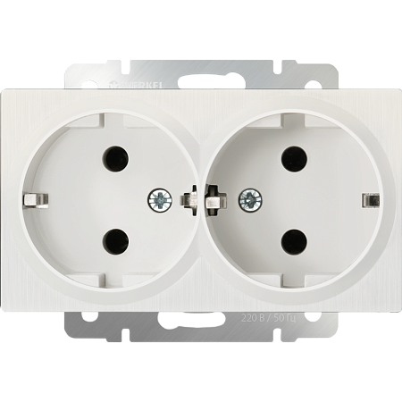 Розетка двойная с заземлением перламутровый рифленый WL13-SKG-02-IP20 - фото