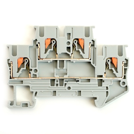 Зажим пружинный, 4-проводной проходной ЗНИ - 2,5 ,JXB PT 2,5 , серый LD575-1-25 - фото