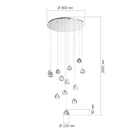 Светильник подвесной ST-Luce Хром/Прозрачный с пузырьками воздуха LED 13*3W 3000K SL6017.101.13 - фото