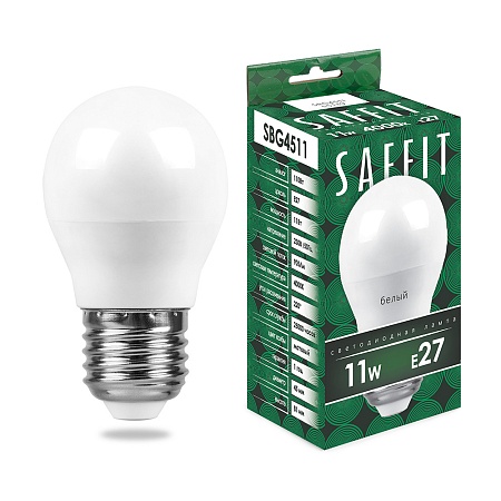 Лампа светодиодная SAFFIT SBG4511 Шарик E27 11W 230V 4000K - фото