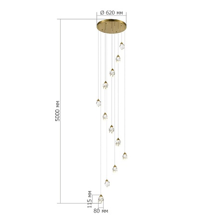 Светильник подвесной ST-Luce Золотистый/Прозрачный LED 12*3W 3000K SL6114.203.12 - фото
