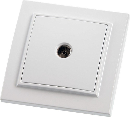 Розетка телевизионная 1-местная STEKKER, PST00-9008-01, 75 Ом, 5-862МГц, серия Эрна, белый - фото