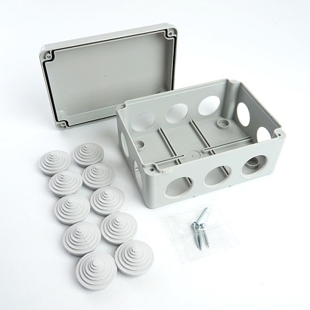 Коробка разветвительная STEKKER EBX10-310-55, 150*110*70мм,10 вводов, IP55, светло-серая (GE41242) - фото