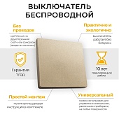Выключатель беспроводной FERON TM81, 7мВт, IP20, одноклавишный, золото