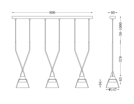 Подвесной светильник Maytoni Hilo P063PL-03B - фото