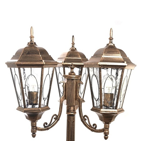 Светильник садово-парковый Feron PL160 шестигранный на стену вверх 60W E27 230V, черное золото - фото