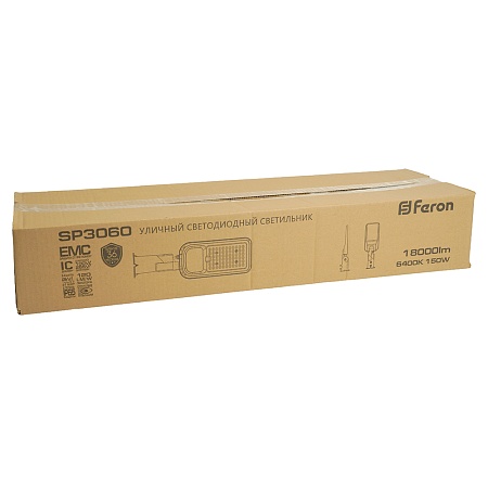 Светодиодный уличный консольный светильник Feron SP3060 150W 6400K 100-265V/50Hz, серый - фото