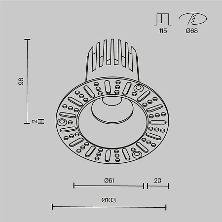 Встраиваемый светильник Technical DL121-15W-2.7K-TRS-B - фото